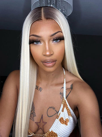 Honey Blonde Ombre Straight 13x4 HD Lace 100% Human Hair  💫 22” OMBRÉ BLONDE STRAIGHT LACE FRONT WIG *NEW* display picture 1