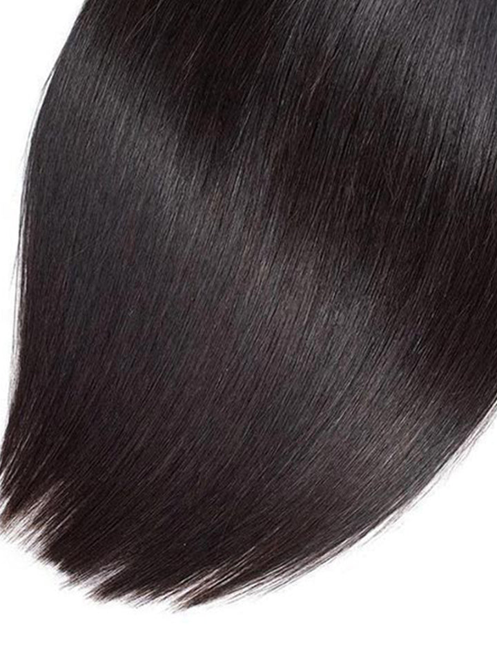 CurlyMe Straight Virgin Human Hair 4 Bundles with 13x4 Frontal Natural Black