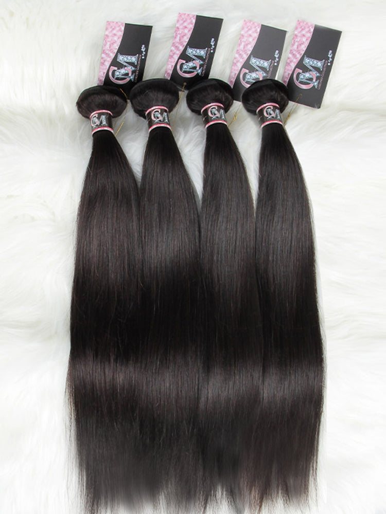 4 Bundles With Frontal Affordable Straight 100% Human Hair - CurlyMe Hair