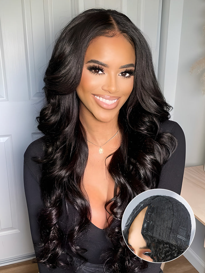 CurlyMe Body Wave Human Hair V Part Wig Glueless No Lace Same as Thin Part Wig