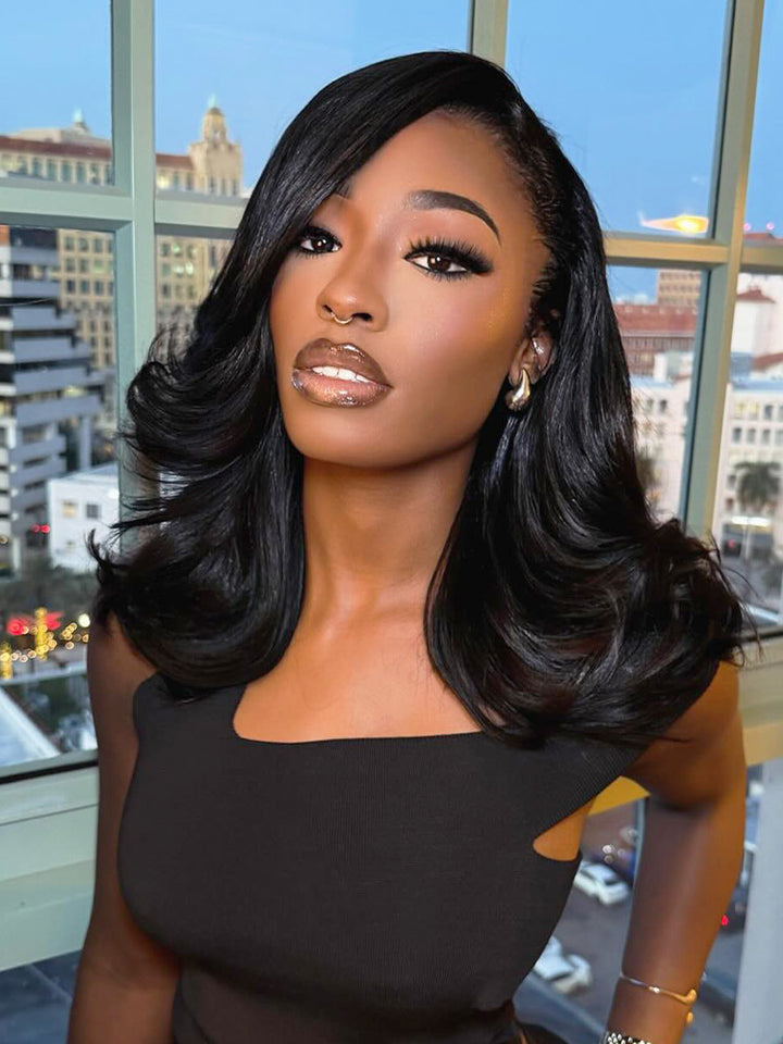 CurlyMe Bleached Knots 250% Density Right Side Part 9x6 Straight Human Hair Wear Go Glueless Wig
