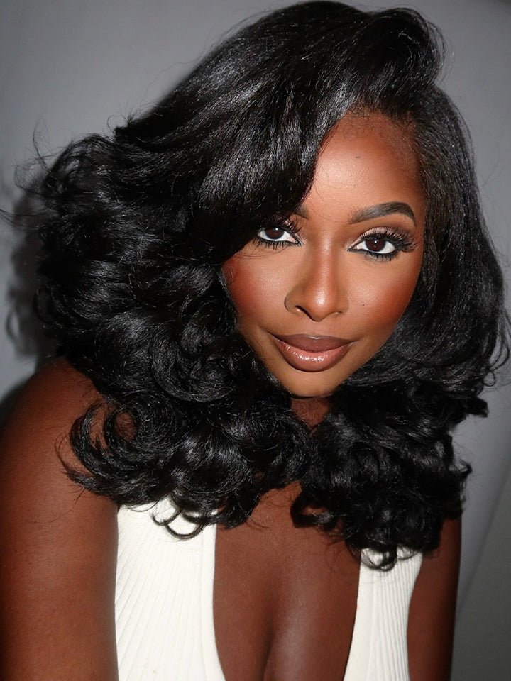 CurlyMe Bleached Knots 250% Density Right Side Part 9x6 Straight Human Hair Wear Go Glueless Wig