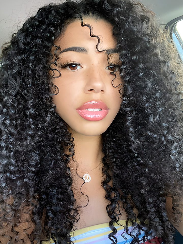 CurlyMe Virgin Human Hair Kinky Curly 4x4 Lace Closure Swiss HD Lace Wigs Pre Plucked
