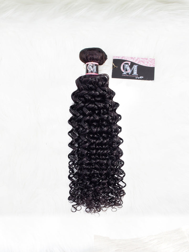 CurlyMe Water Wave Virgin Human Hair 4 Bundles with 13x4 Frontal Natural Black