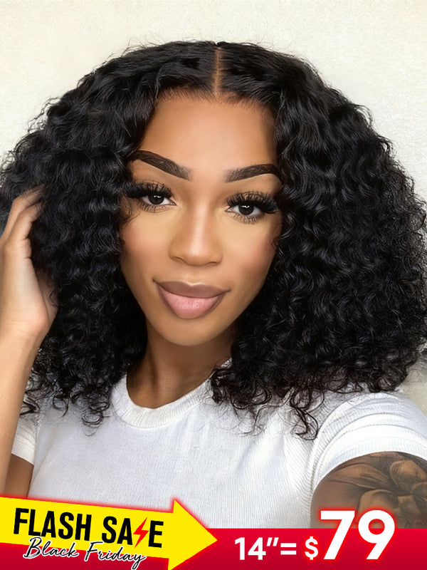 [14"Only$79]CurlyMe Wear Go Glueless Water Wave Bob Wig Pre Cut 7x5 HD Lace Closure Wig Pre-plucked