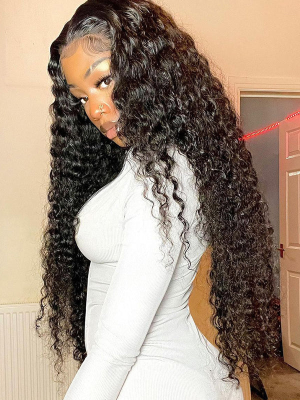 CurlyMe Water Wave Virgin Hair 4x4 Swiss HD Lace Closure Wigs With HD Lace Closure