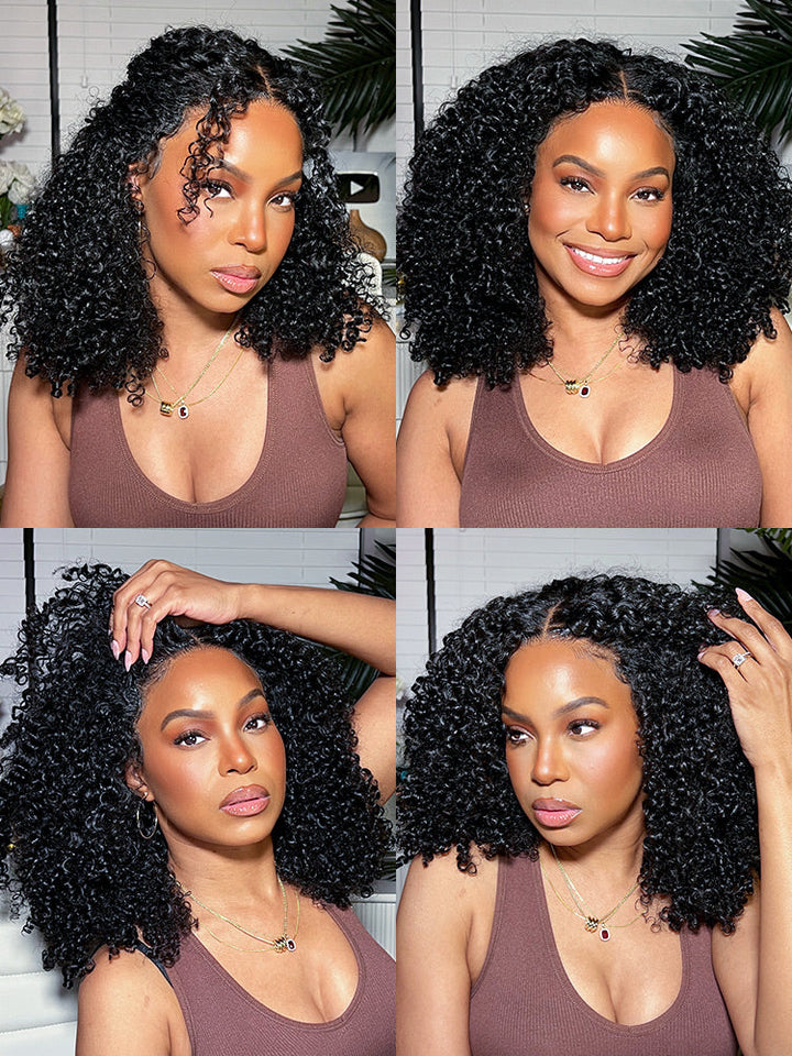 CurlyMe Finger Coily Pretty Curls Wear Go Glueless Wig 4x6 Pre-cut HD Lace Wig Pre-plucked