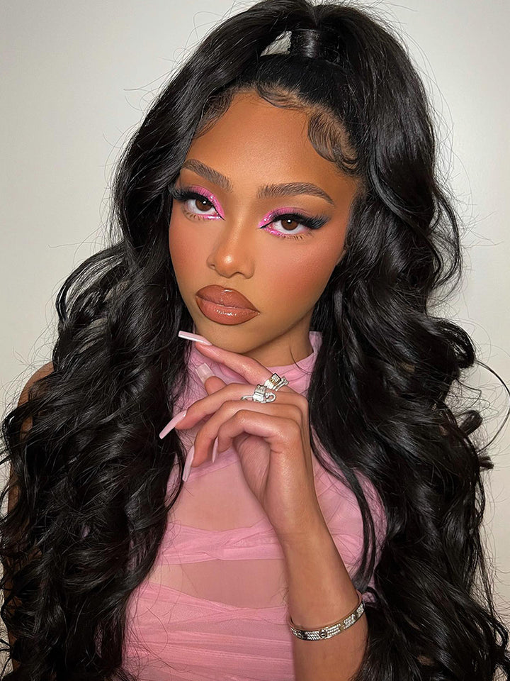 CurlyMe Pre-bleached Body Wave Hair 13x4 Swiss HD Lace/Transparent Lace Front Wigs Pre Plucked