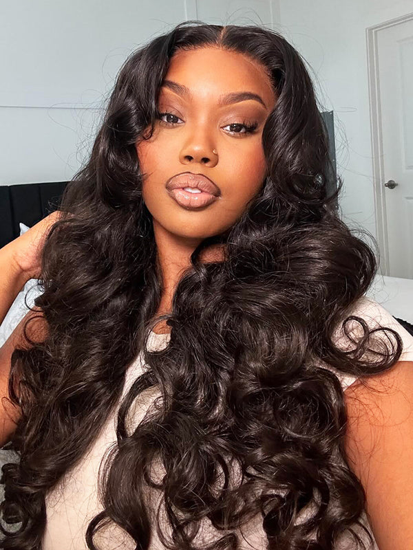 CurlyMe Pre-Bleached Body Wave Human Hair 360 Pre-Cut Lace Wear Go Wigs Pre-Plucked