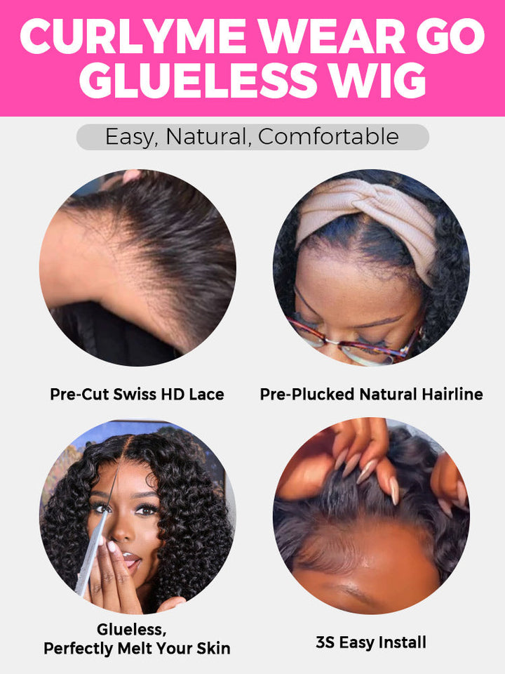 CurlyMe New Wand Curl Hairstyle Wear Go Wig Glueless Pre-cut HD Lace Wig Pre-plucked