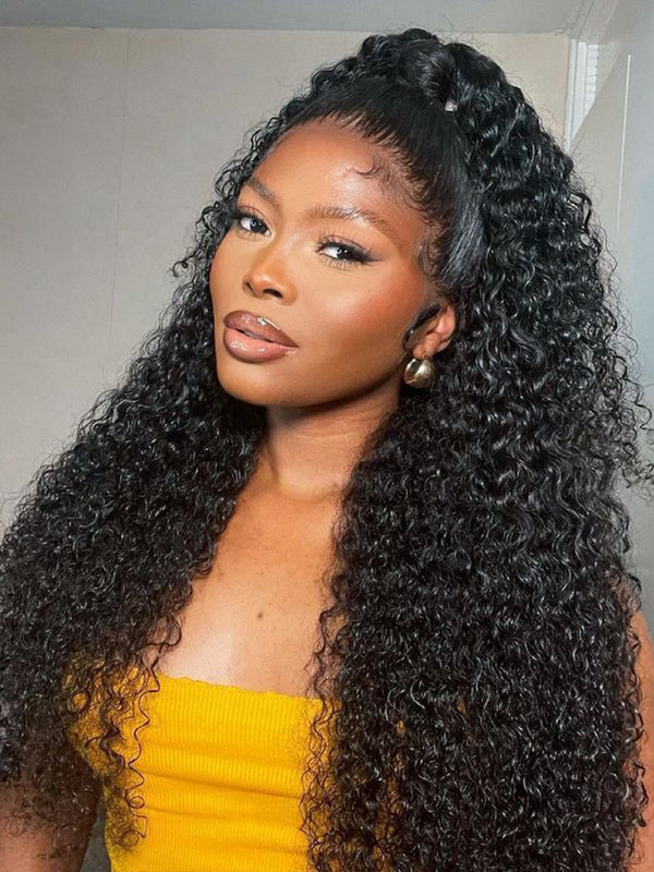 CurlyMe Hot Curly Pre-bleached Deep Wave 13x4 HD Lace/Transparent Lace Frontal Wigs