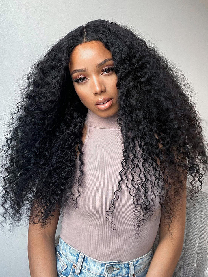 CurlyMe Pre-bleached Deep Wave Wear Go Glueless Wig Pre-cut 4x6.5 HD Lace Wig Pre-plucked