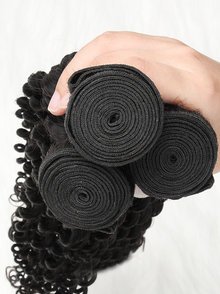 Deep Wave Hair Bundles Deal 1/3/4Pcs Natural Black Hair