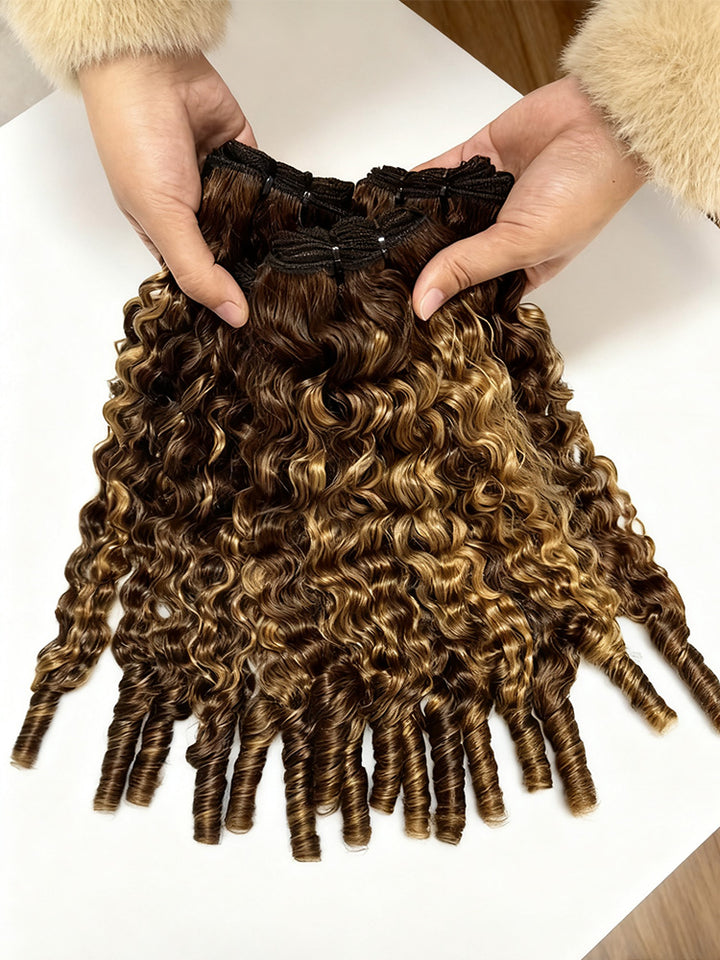 Burmese Curly Highlight 4/27 Color Hair Bundles 1/3/4Pcs | Hair Extensions