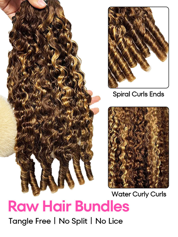 Burmese Curly Highlight 4/27 Color Hair Bundles 1/3/4Pcs | Hair Extensions