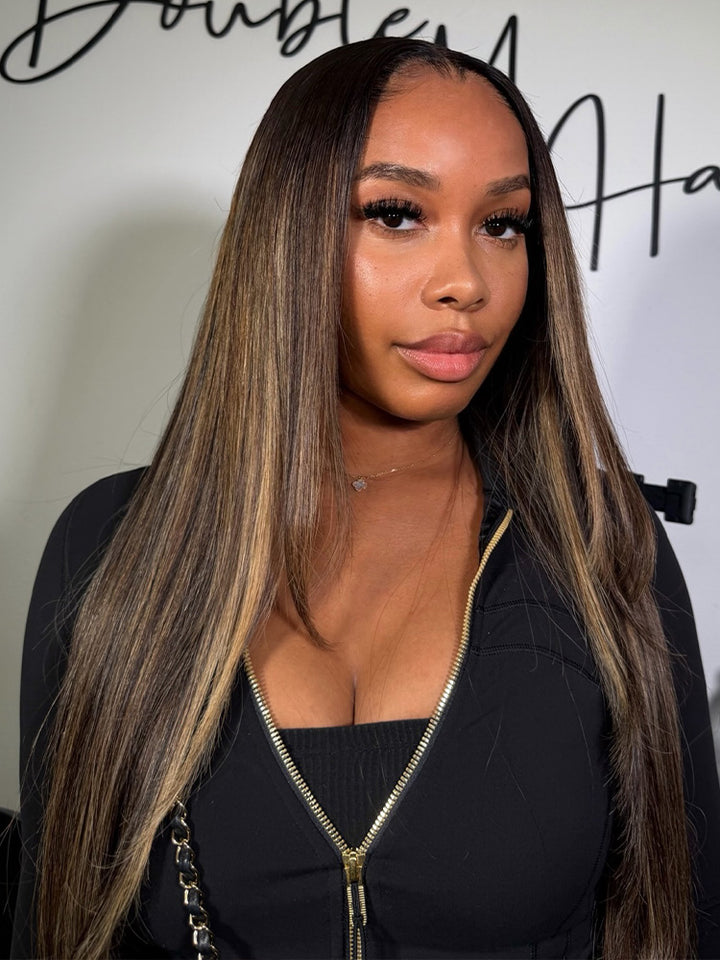 Layer Highlights Layered Cut Balayage Highlight Straight Human Hair Wear Go Glueless ...