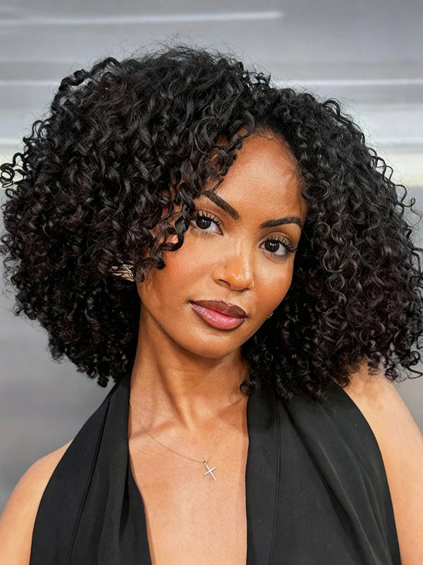 Layered Kinky Curly Bob Half Wig