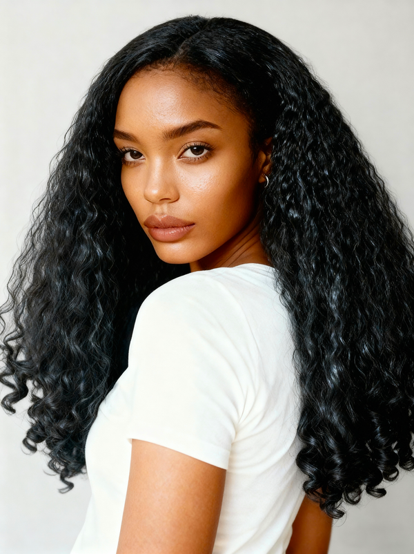 CurlyMe 3 In 1 Half Wig Kinky Straight Glueless Install Half Wig With Spiral Curly Ends