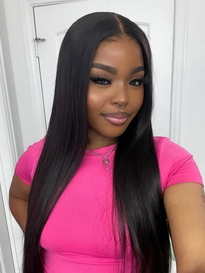 CurlyMe 9x6 HD Lace M-cap Wear Go Glueless Mini Knots Straight Hair Pre-cut Lace Front Wig Pre-plucked