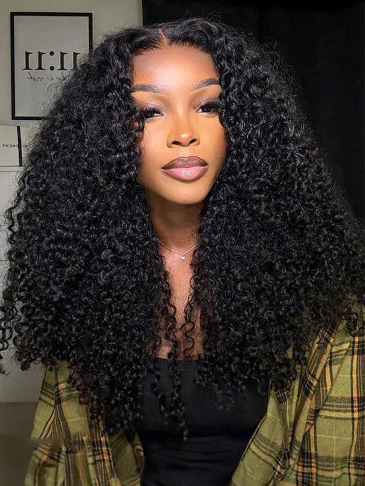 CurlyMe Kinky Curly Hair Pre-bleached 13x4 Swiss HD Lace/Transparent Lace Front Wigs Pre Plucked