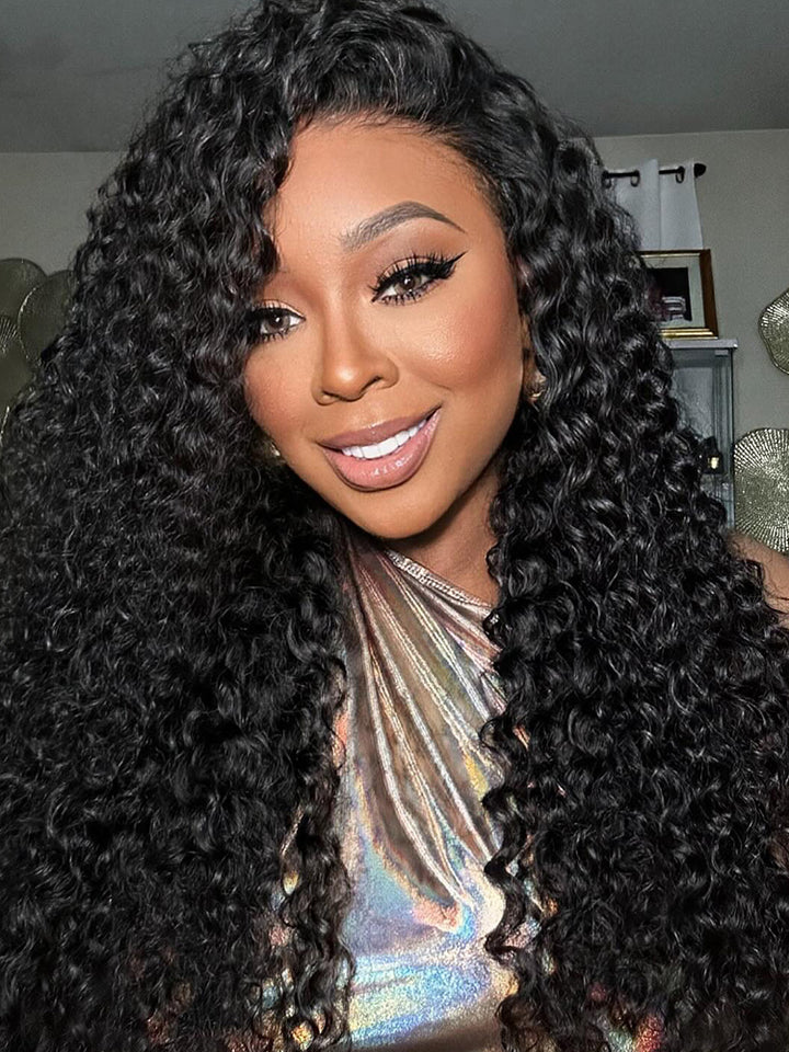 CurlyMe Kinky Curly Human Hair Wigs 13x6 Lace Front Wigs Bomb Look