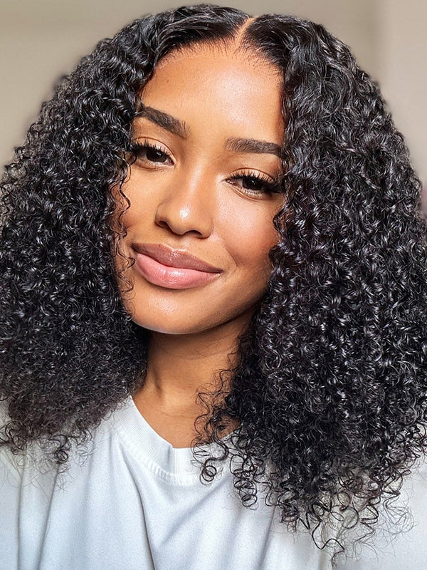 CurlyMe Pre-bleached Kinky Curly 7x5 Pre-cut HD Lace Wear Go Glueless Wig