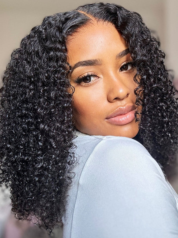 CurlyMe Pre-bleached Kinky Curly 7x5 Pre-cut HD Lace Wear Go Glueless Wig