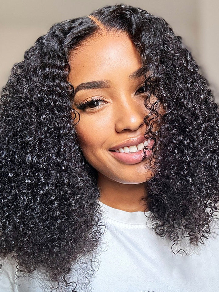 CurlyMe Pre-bleached Kinky Curly 7x5 Pre-cut HD Lace Wear Go Glueless Wig