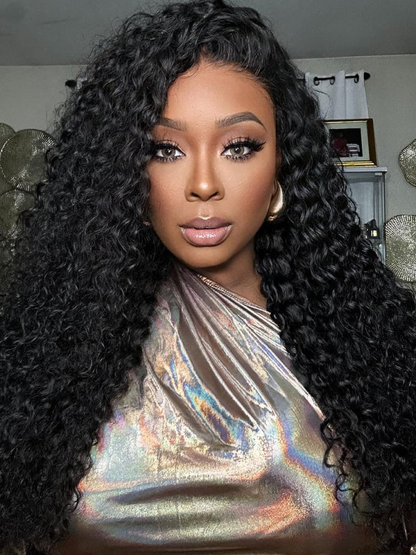 CurlyMe 360 ​​Lace Wigs Kinky Curly Virgin Perruques de cheveux humains pré-plumées 