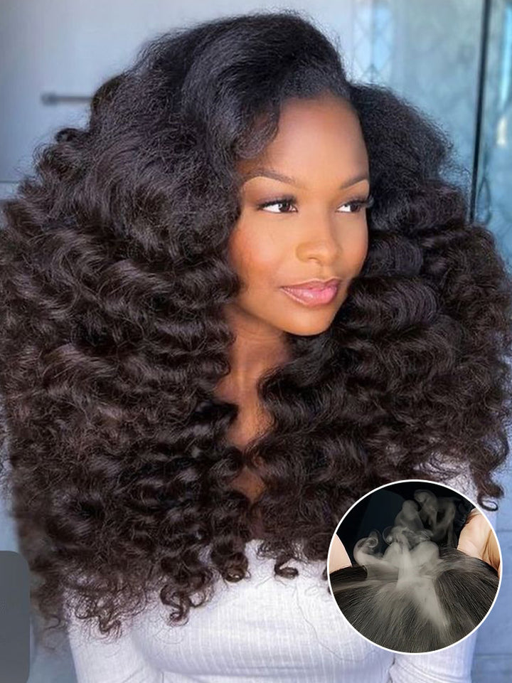 CurlyMe 3 In 1 Half Wig Kinky Straight Glueless Install Half Wig With Draw-string Beginner Friendly