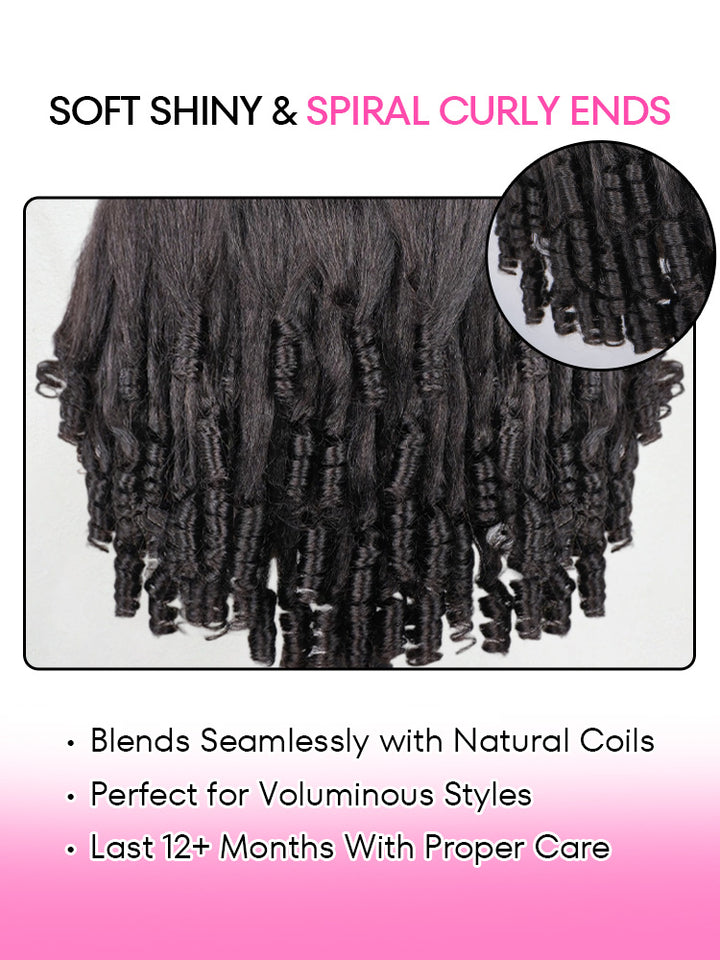 CurlyMe 3 In 1 Half Wig Kinky Straight Glueless Install Half Wig With Spiral Curly Ends