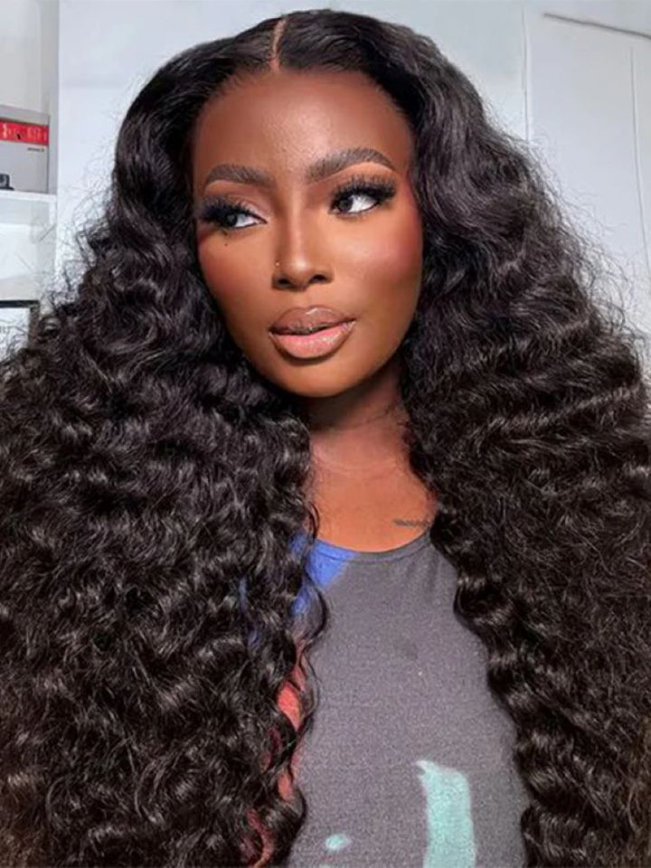 CurlyMe 360 Fit Pre-Cut Lace Wear Go Pre-Bleached Loose Deep Wave Human Hair Pre-Plucked Wig