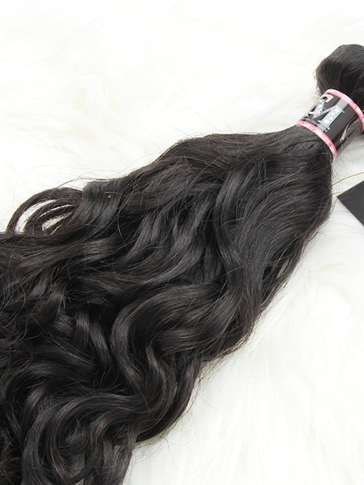 CurlyMe Natural Wave Virgin Human Hair 3 Bundles With 13x4 Frontal Natural Black