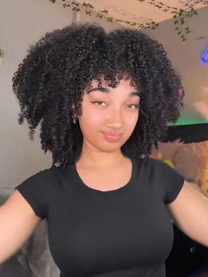 Afro Kinky Curly Glueless Wear Go Half Wig With Drawstring Seamless Flip