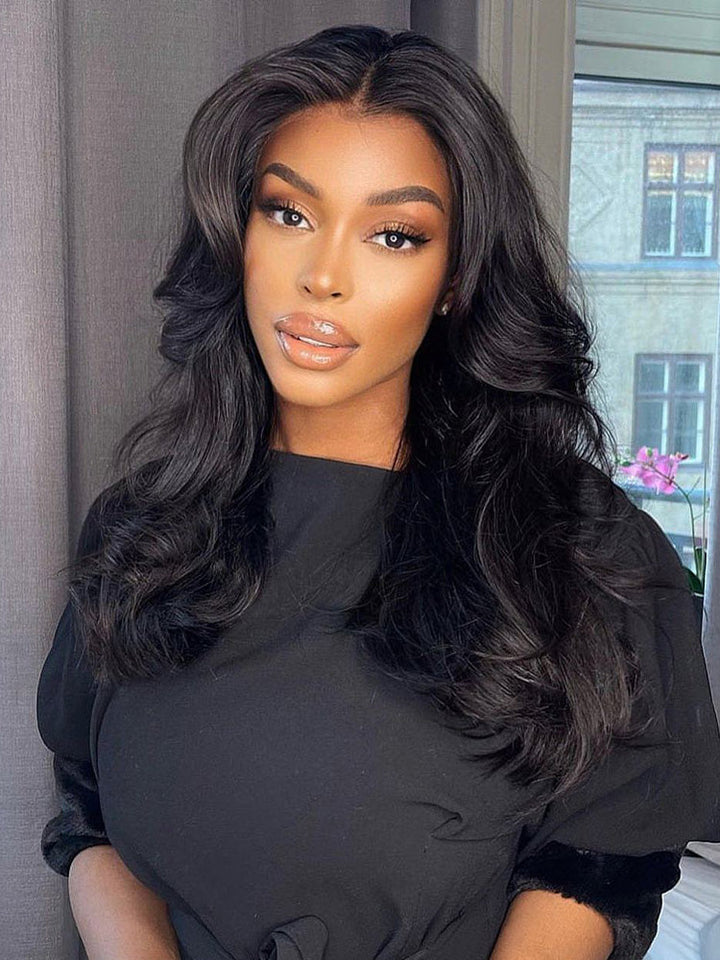 CurlyMe Layered Cut Pre-Bleached Body Wave 7x5 Pre-Cut HD Lace Wear Go Glueless Wigs