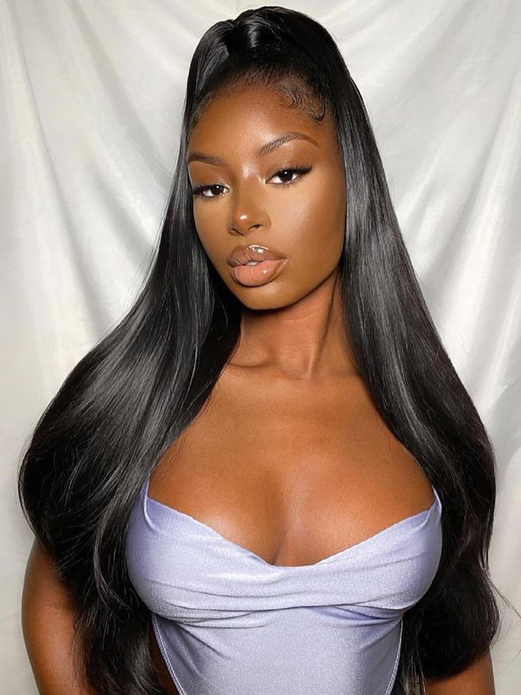 Super Long Straight Hair Swiss Lace Front Wigs - CurlyMe Hair display picture 3