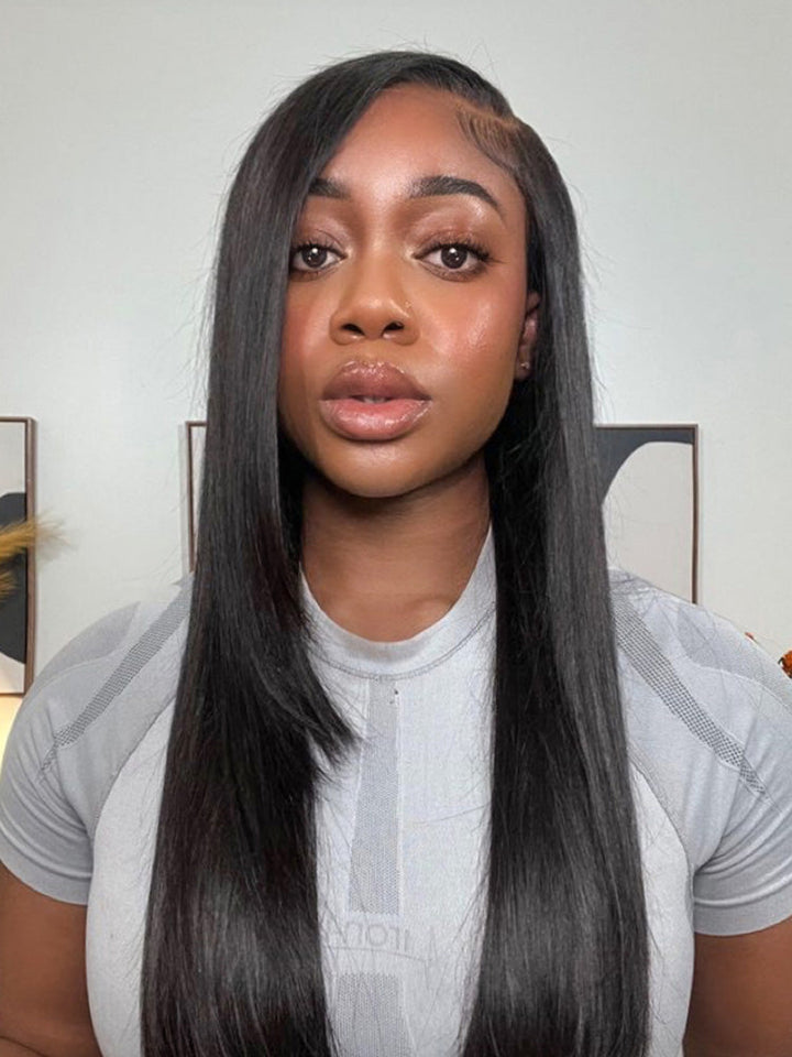 CurlyMe 9x6 HD Lace M-cap Wear Go Glueless Mini Knots Straight Hair Pre-cut Lace Front Wig Pre-plucked