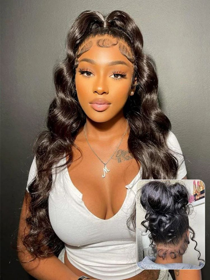 CurlyMe Pre-Bleached Body Wave Human Hair 360 Pre-Cut Lace Wear Go Wigs Pre-Plucked