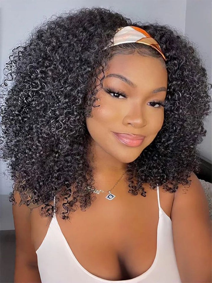 CurlyMe Throw And Go Kinky Curly Headband Wig Glueless No Lace