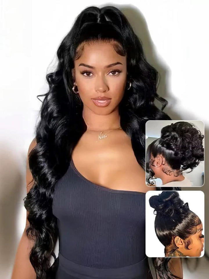 CurlyMe Pre-Bleached Body Wave Human Hair 360 Pre-Cut Lace Wear Go Wigs Pre-Plucked