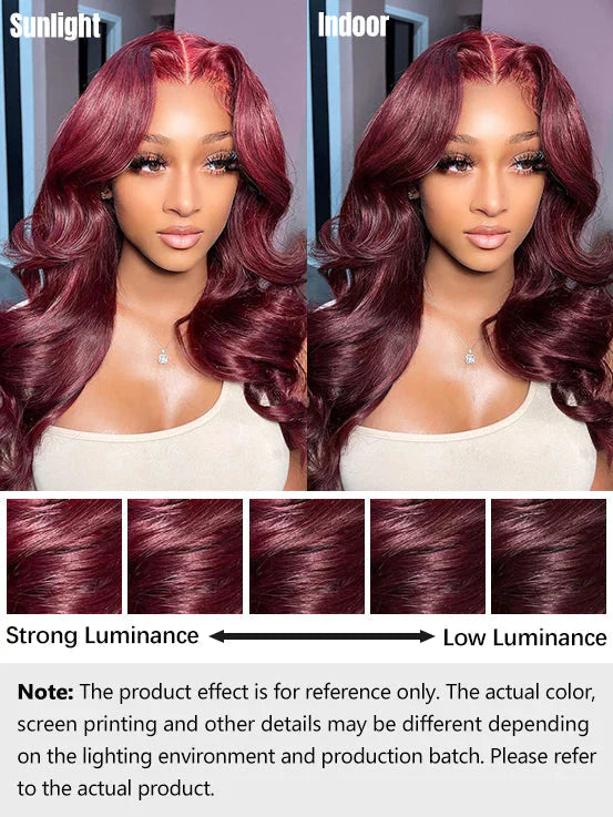 CurlyMe Pre-Plucked Wear Go Glueless 99J Burgundy Body Wave Hair Pre-cut Lace