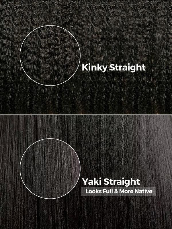 CurlyMe Pre-bleached Kinky Straight / Light Yaki Straight Hair Wear Go Glueless Wig Pre-cut HD Lace Pre-plucked