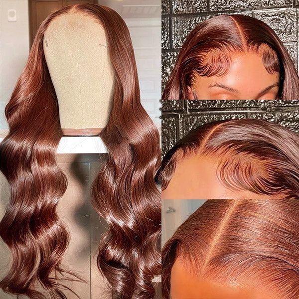 CurlyMe Colored Reddish Brown Lace Front Wigs Body Wave Pre Plucked Wig | CurlyMe Hair